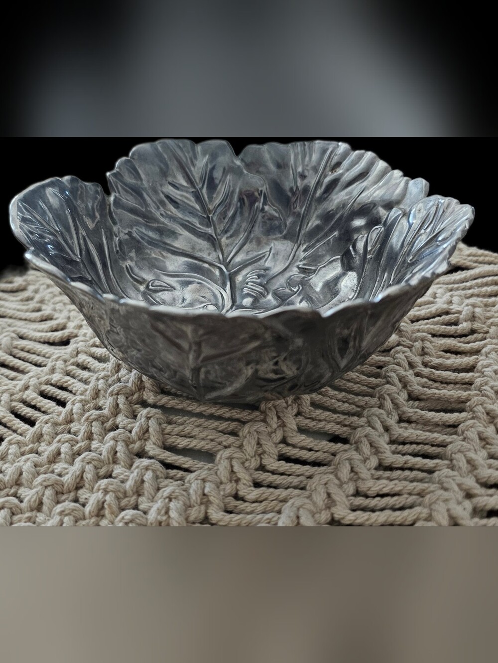 VINTAGE! Lenox Silver/ Aluminum Metal Cabbage Leaf Small Serving Bowl